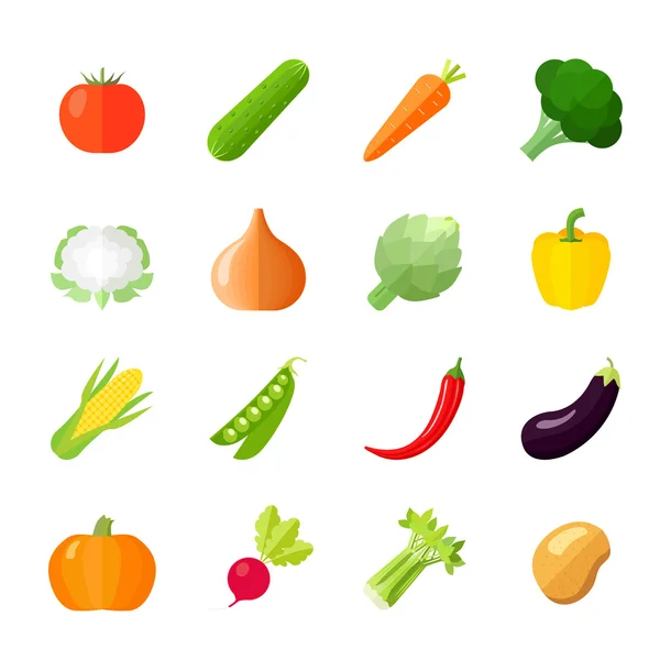 Vegetables Icons Flat — Stock Vector