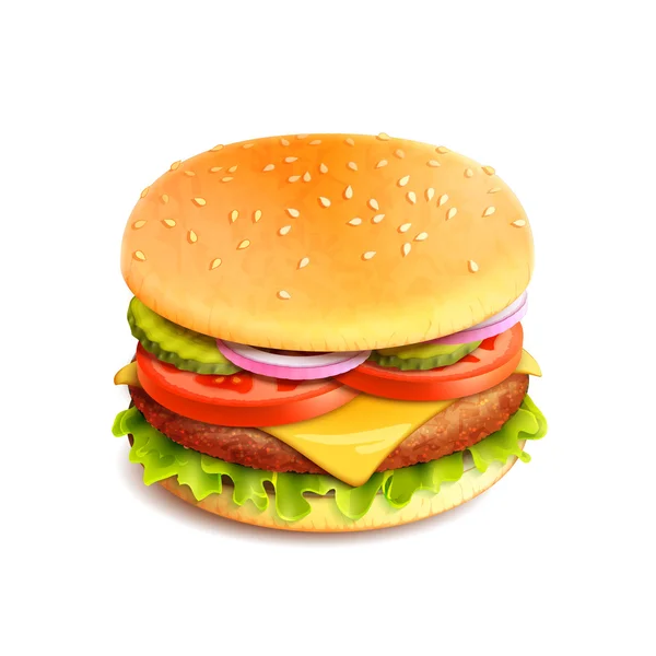 Hamburger realistische geïsoleerd — Stockvector