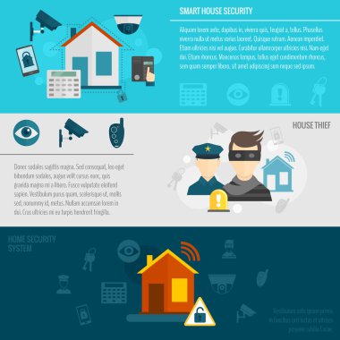 Home security banner set clipart