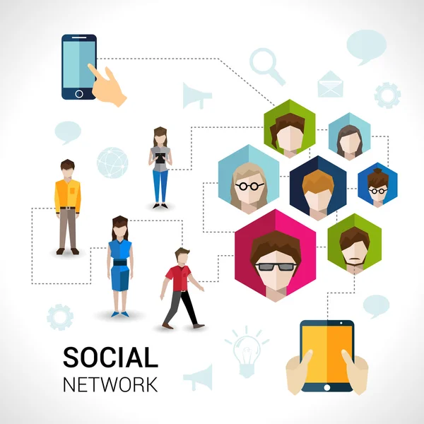 Concepto de red social — Vector de stock