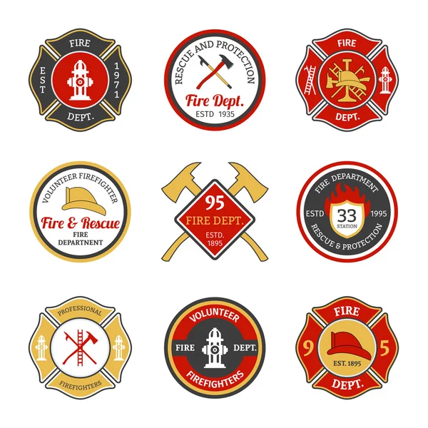 Эмблемы пожарной охраны — стоковый вектор