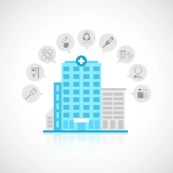 Edificio médico plano — Vector de stock