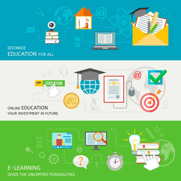 Banner educativo online — Vettoriale Stock