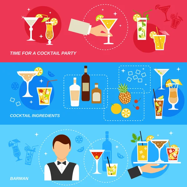 Ustaw baner koktajle alkohol — Wektor stockowy