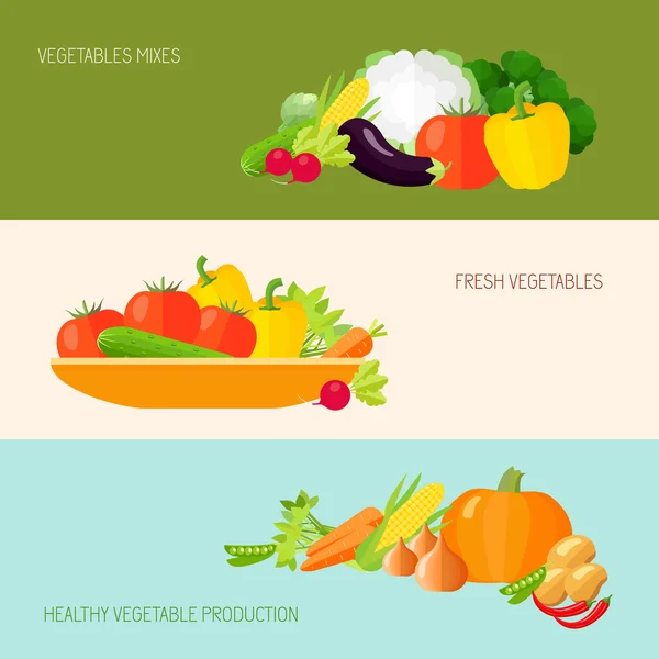 Vegetables Banner Set — Stock Vector