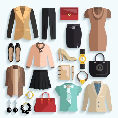 Businesswoman Clothes Icons clipart
