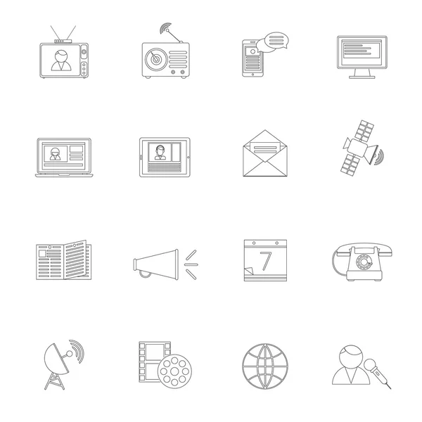 Media icons outline set — Stock Vector