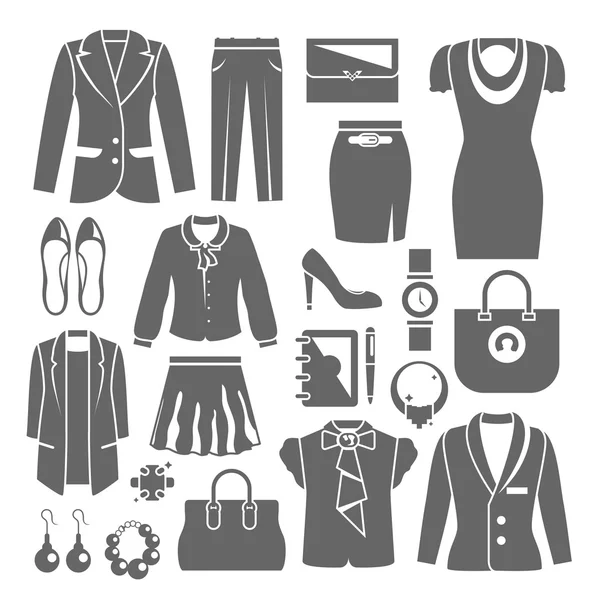 Conjunto de ropa de mujer de negocios — Vector de stock