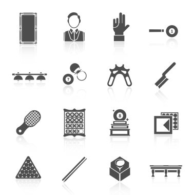 Bilardo siyah Icons Set