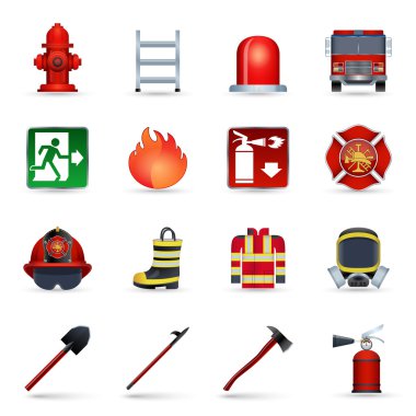Firefighter icons set clipart