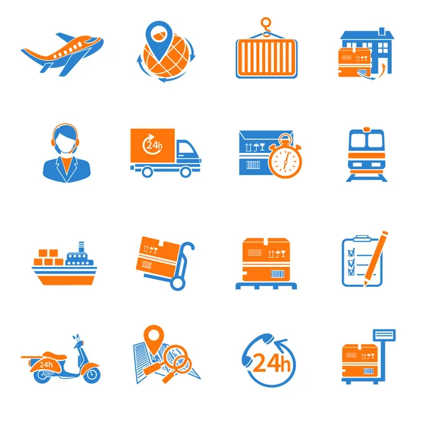 Conjunto de iconos logísticos naranja — Vector de stock