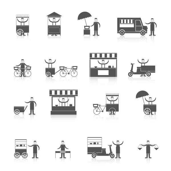 Straatvoedsel pictogram zwart — Stockvector