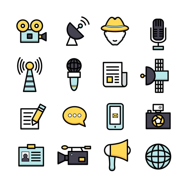 News Reporter Icons — Stock Vector