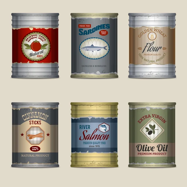 Food cans set — Stock Illustration Food cans set Royalty Free Stock Illustrations