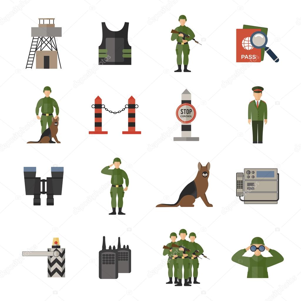 Border Guard Icons Flat