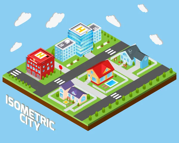 Isometric City Set — Stock Vector