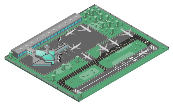 Concept isométrique de l'aéroport — Image vectorielle