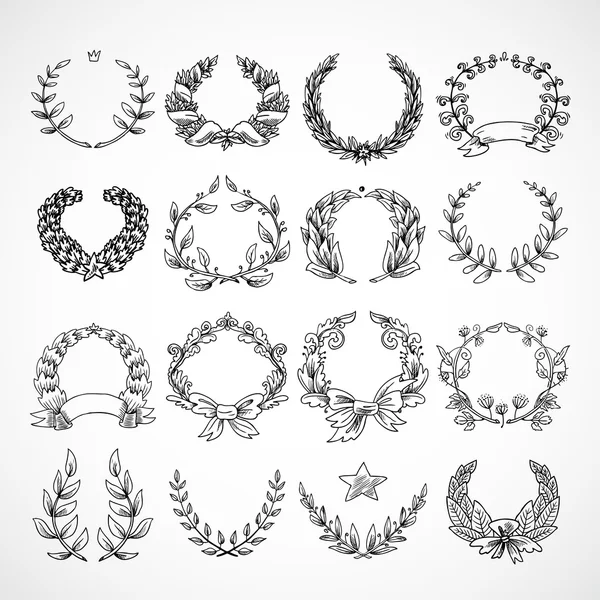 Wreath Heraldic Icons Set — Stock Vector