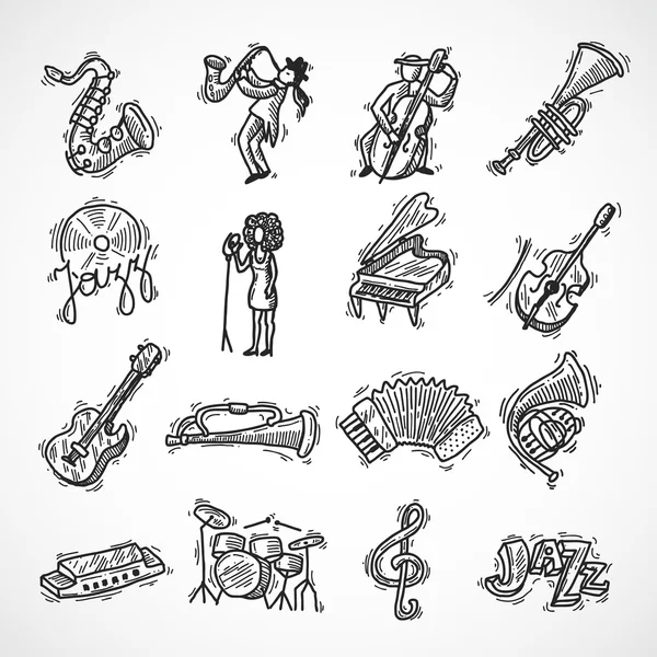 Jazz Icons Sketch — Stock Vector