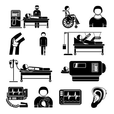 Life support medical equipment icons clipart