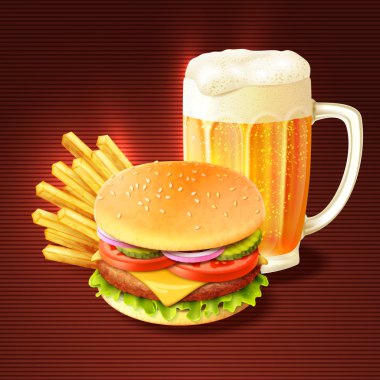 Hamburger ve bira arka plan
