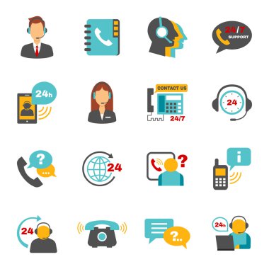 Destek iletişim çağrı merkezi Icons set
