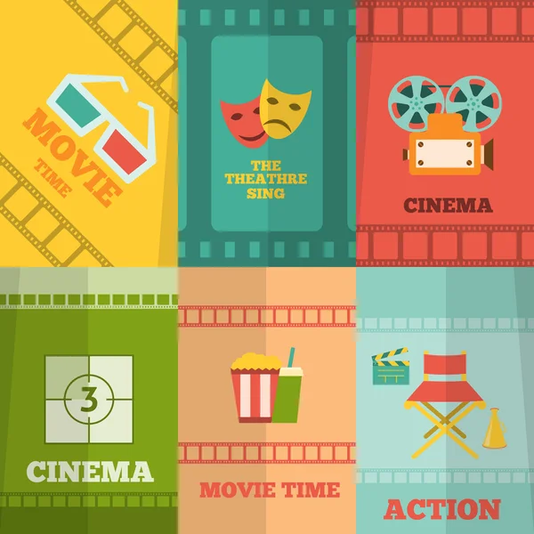 Cinema icons composition poster print — Stock Vector