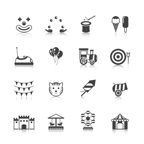 Amusement Park Icons Black — Stock Vector