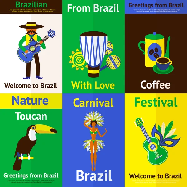 Brasil Mini cartel conjunto — Vector de stock