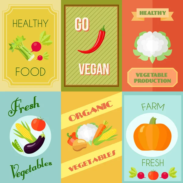 Alimentation saine Mini ensemble d'affiches — Image vectorielle