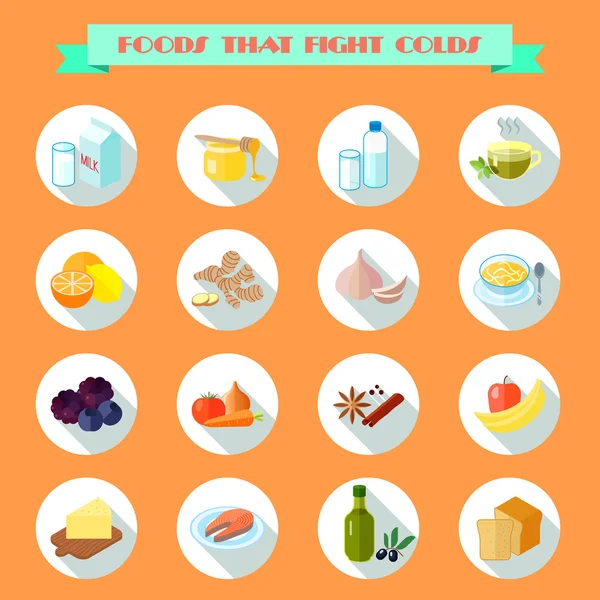 Food For Cold Icons — Stock Vector