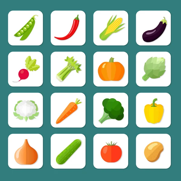 Vegetables Icon Flat — Stock Vector