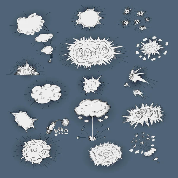 Explosiones iconos dodle set — Vector de stock