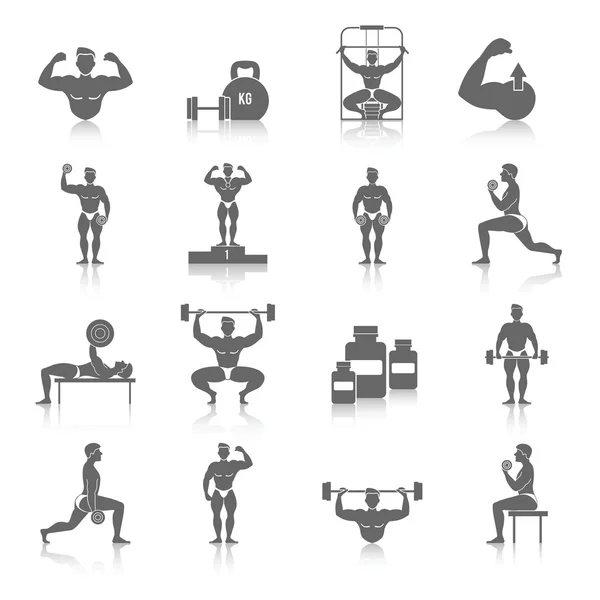 Bodybuilding Icons Set — Stock Vector