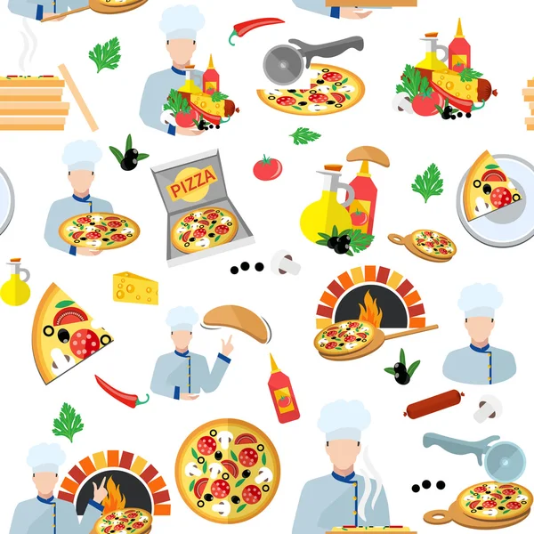 Pizza Maker naadloze patroon — Stockvector