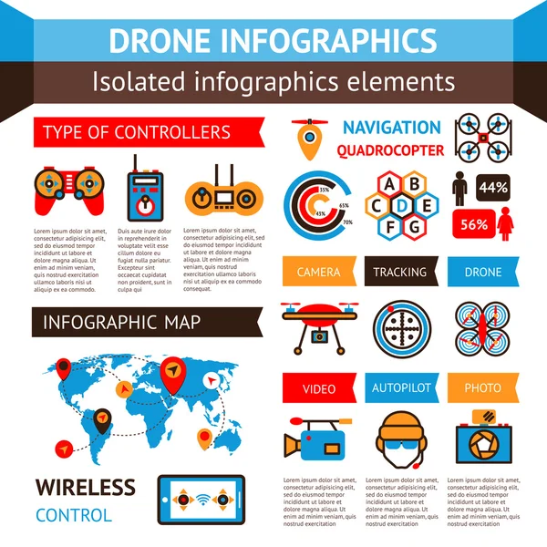 Ensemble inforagraphique de drone — Image vectorielle