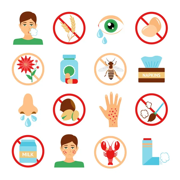 Conjunto de ícones de alergia —  Vetores de Stock