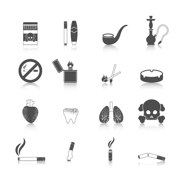Icône fumeur noir ensemble — Image vectorielle
