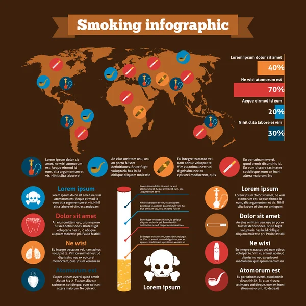 흡연 Infographics 세트 — 스톡 벡터