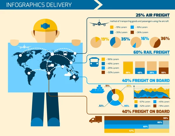 Dodací muž infografika — Stockový vektor