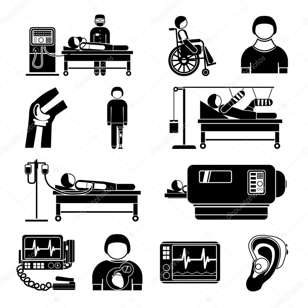 Life support medical equipment icons — Stock Vector © macrovector 62207655