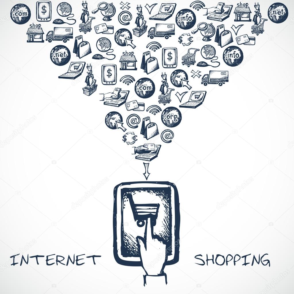 Internet Shopping Sketch Concept