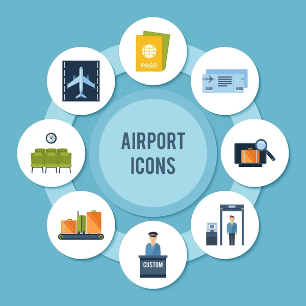 Airport Icons Set — Stock Vector