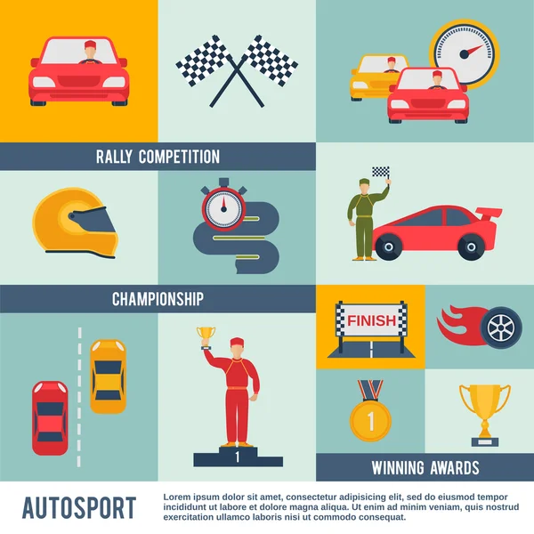 Auto Sport pictogram platte — Stockvector