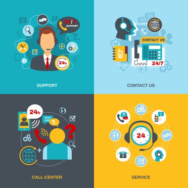 Support contact call center flat clipart