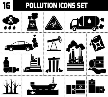 Pollution Icons Black clipart