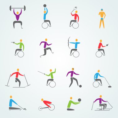 Engelli spor Icons Set