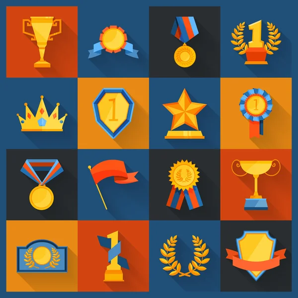 Award icons set flat — Stock Vector