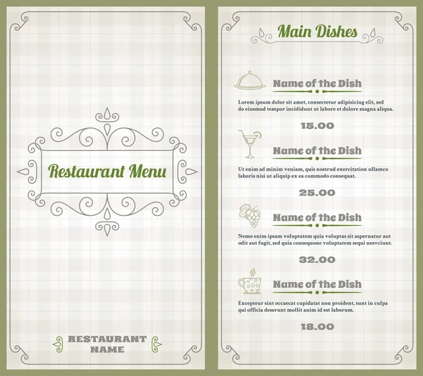 Modèle de menu restaurant — Image vectorielle