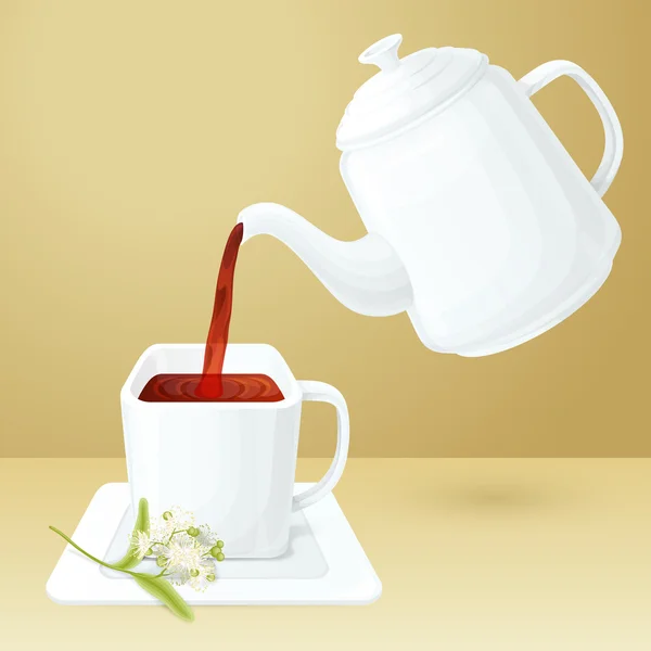 紅茶のカップとポット — ストックベクタ